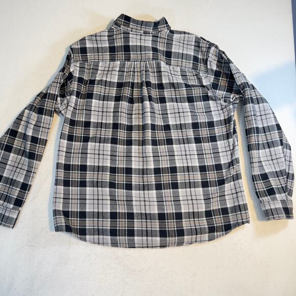 Eddie Bauer Button Shirt Men XL Classic Fit Flannel Black White Plaid 100 Cotton - Picture 3 of 15